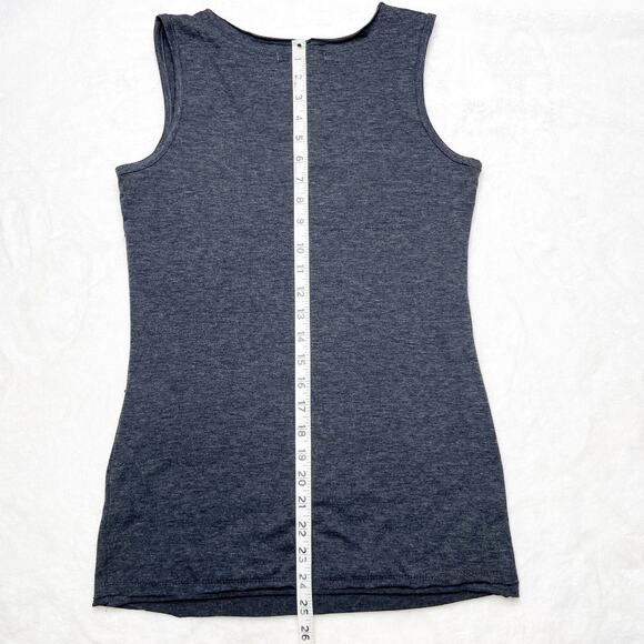 PLEIONE Charcoal Gray Scoop Neck Embellished Silver Beaded Tank Top Small - Picture 5 of 6